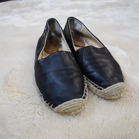 Sam Edelman Lynn Black Leather Espadrille Flats Size 8.5 Slip On Boho Shoes - Picture 7 of 14